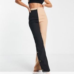 Missguided tall contrast color block snap pants